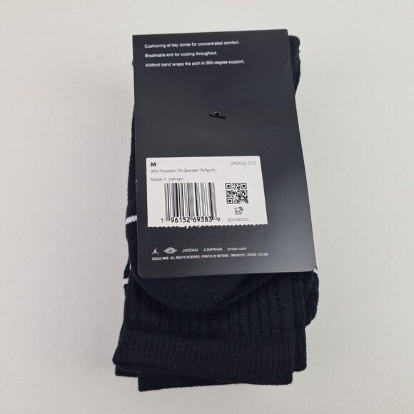 Jordan Everyday Crew Socks Mens 3 Pairs Black Sportswear - Picture 1 of 6